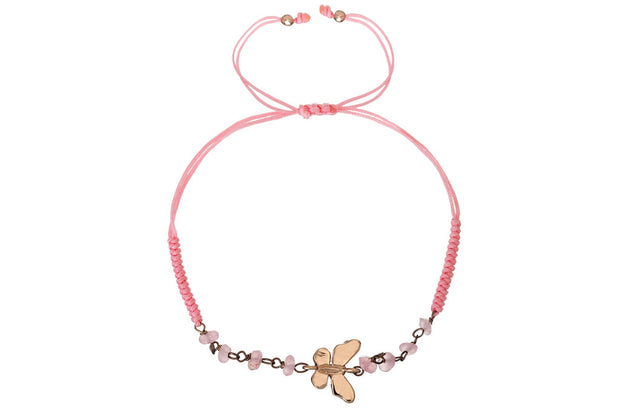 Pulsera Ala Monarca Chica Piedra Semi-Preciosa Oro Rosa - ELENA LÓPEZ JOYERÍA