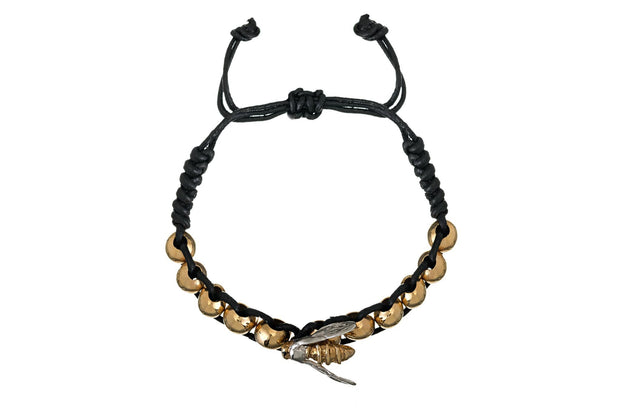 Pulsera Balín Grande Abeja Reyna Tejida Oro - ELENA LÓPEZ JOYERÍA