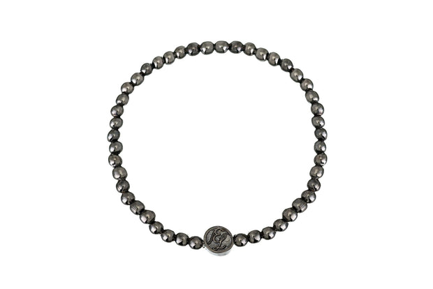 Pulsera con Balín y Logode Rodio Negro - ELENA LÓPEZ JOYERÍA