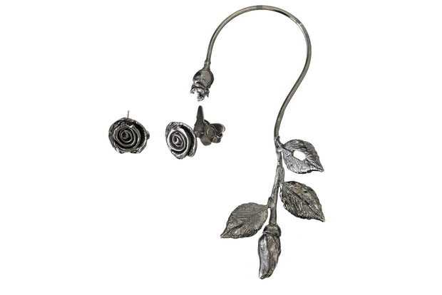 Arete Largo Rosa de Rodio Negro - ELENA LÓPEZ JOYERÍA