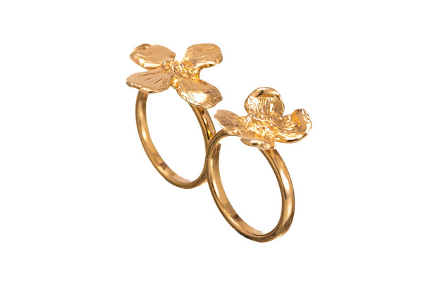 Anillo Doble Hortensia Oro - ELENA LÓPEZ JOYERÍA