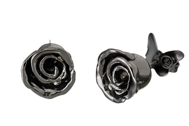 Arete Rosa Barrenadade Rodio Negro - ELENA LÓPEZ JOYERÍA