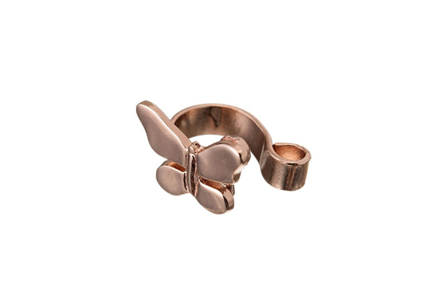 Aretes Broche Mariposa Lisa Oro Rosa - ELENA LÓPEZ JOYERÍA