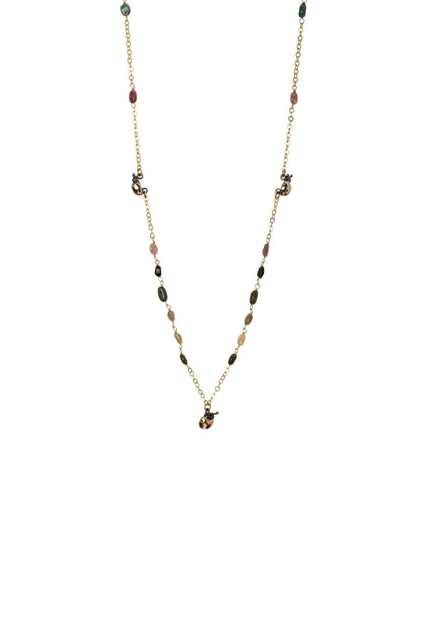 Collar Catarina con Turmalina Colores Oro - ELENA LÓPEZ JOYERÍA