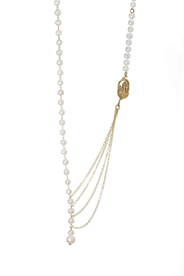 Collar Perlas 3 Hilos con Cadena Oro - ELENA LÓPEZ JOYERÍA