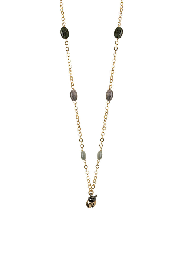 Collar Corto Catarina con Turmalina de Colores Oro - ELENA LÓPEZ JOYERÍA