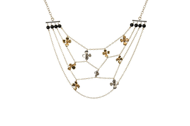 Collar Red Hortensias Cadena Oro - ELENA LÓPEZ JOYERÍA