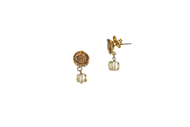 Arete Rosa Chica con Citrina Oro - ELENA LÓPEZ JOYERÍA