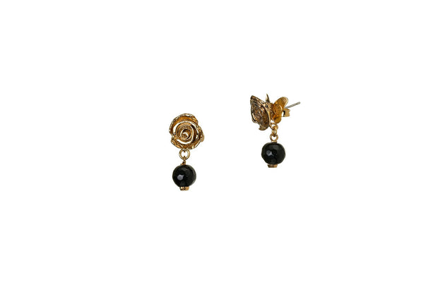 Arete Rosa Chica con Granate Oro - ELENA LÓPEZ JOYERÍA