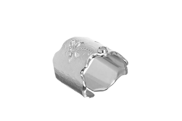 Anillo Fósil Libélula Rodio Blanco - ELENA LÓPEZ JOYERÍA